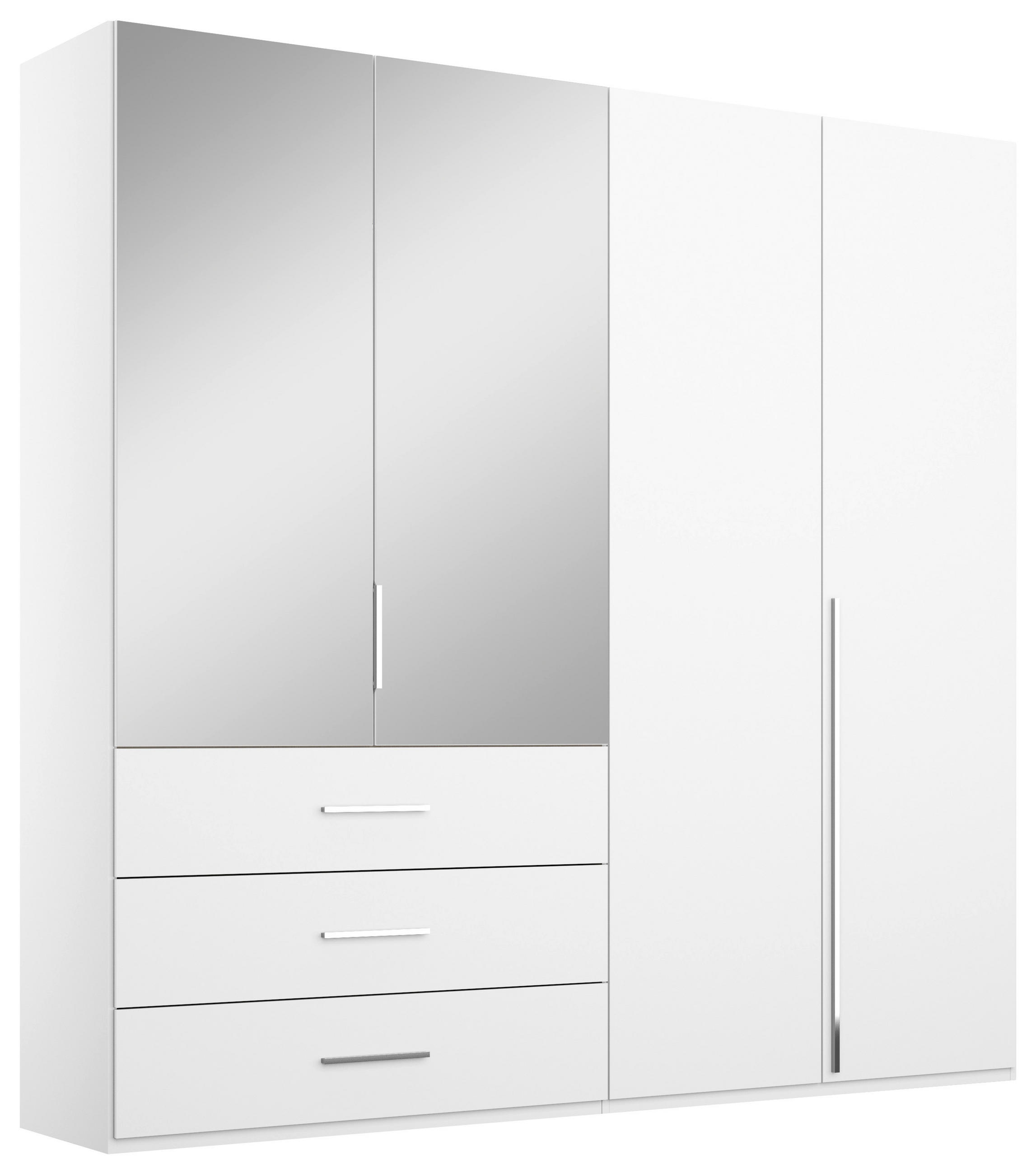 DREHTÜRENSCHRANK 201/223/60 cm,  in Weiß, 4  - Chromfarben/Weiß, Design, Glas/Holzwerkstoff (201/223/60cm) - home24