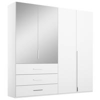 DREHTÜRENSCHRANK 201/223/60 cm,  in Weiß, 4 Tür(en)  - Chromfarben/Weiß, Design, Glas/Holzwerkstoff (201/223/60cm) - home24