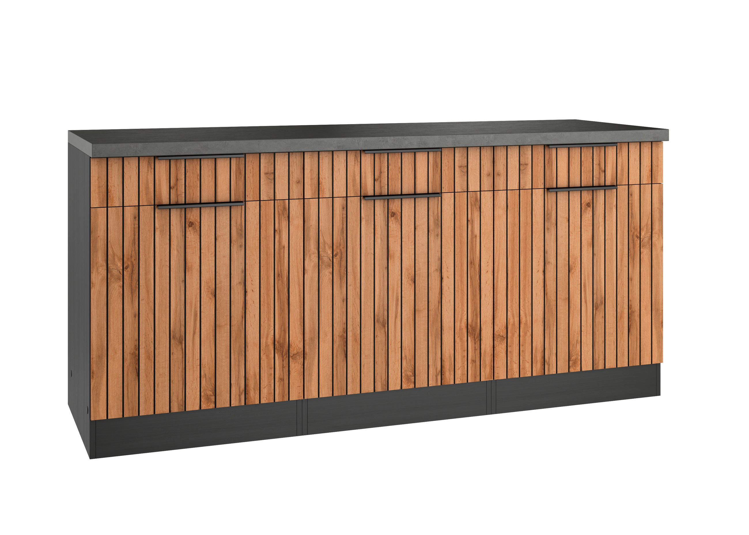 KÜCHENUNTERSCHRANK 180/85/60 cm  in Graphitfarben, Eiche Wotan  - Schieferfarben/Eiche Wotan, Basics, Holzwerkstoff/Metall (180/85/60cm) - Held