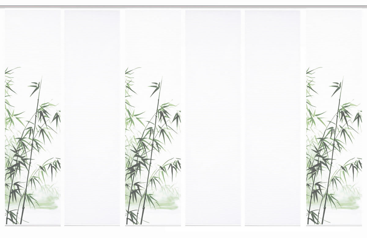 FLÄCHENVORHANG  6 Stück  blickdicht  60/245 cm   - Weiß/Grün, Natur, Textil (60/245cm)