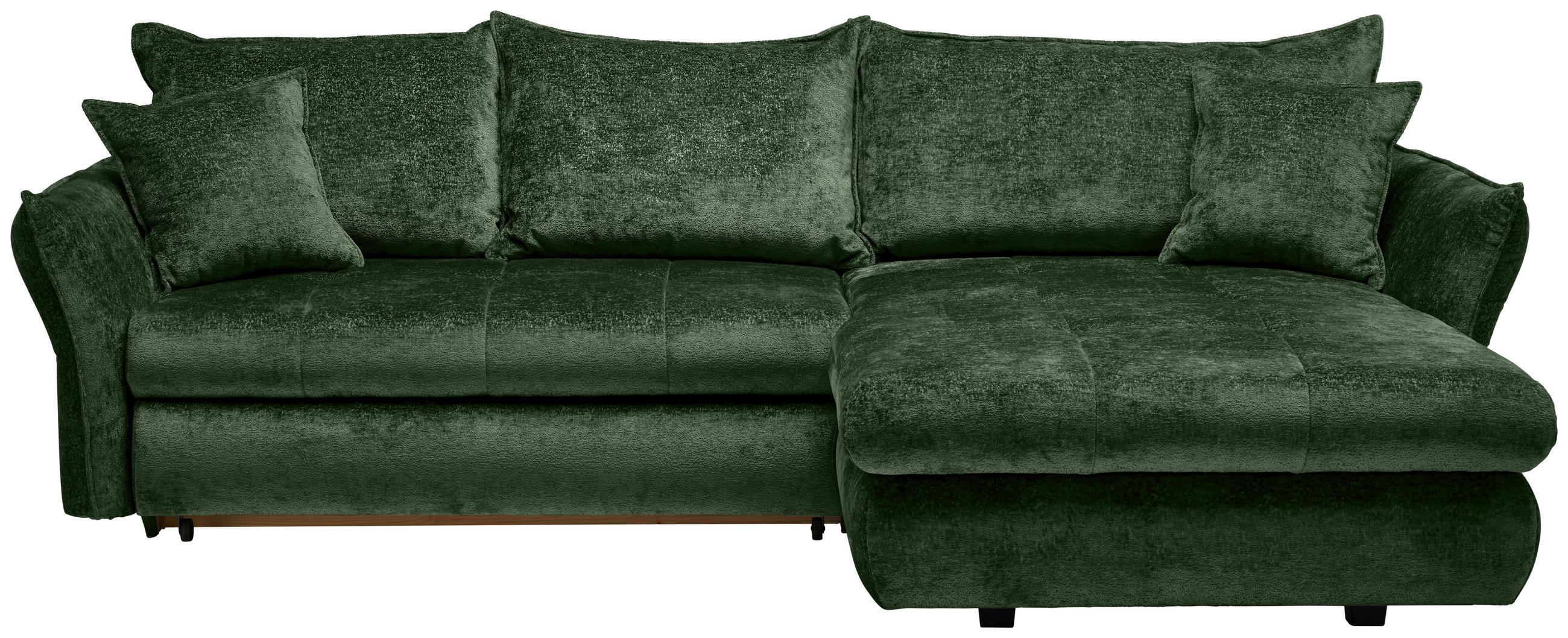 ECKSOFA Waldgrün Chenille  - Waldgrün/Schwarz, KONVENTIONELL, Kunststoff/Textil (275/180cm) - Stylife