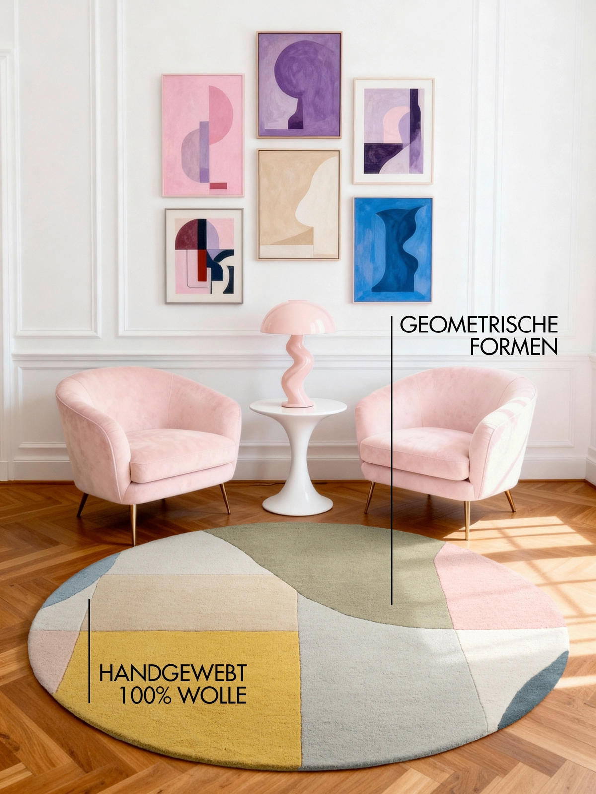 WOLLTEPPICH 160 cm Westminster Curzon Creme, Multicolor rund  - Multicolor/Creme, Basics, Textil (160cm) - Ted Baker