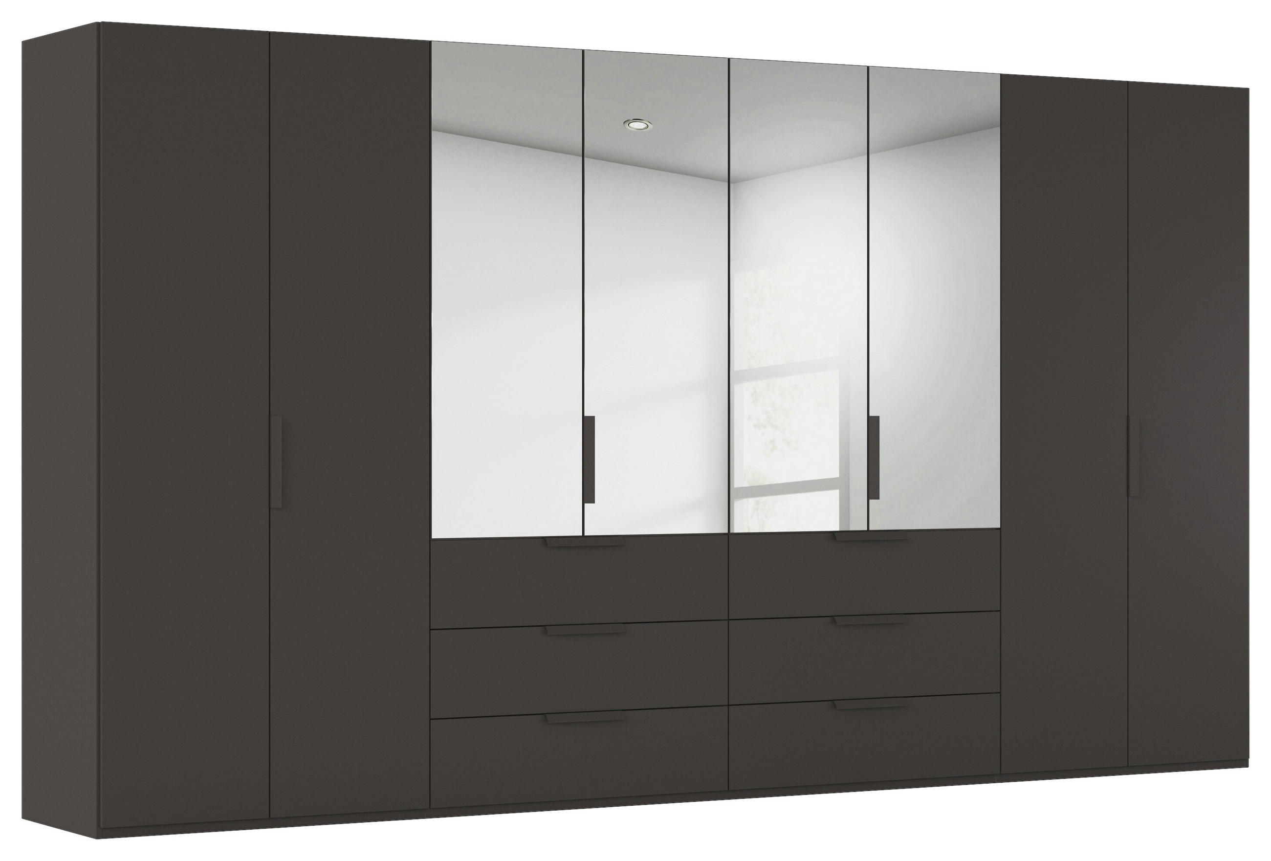 DREHTÜRENSCHRANK 400/235/60 cm,  in Graphitfarben, 8-türig  - Graphitfarben, Basics, Glas/Holzwerkstoff (400/235/60cm) - Novel