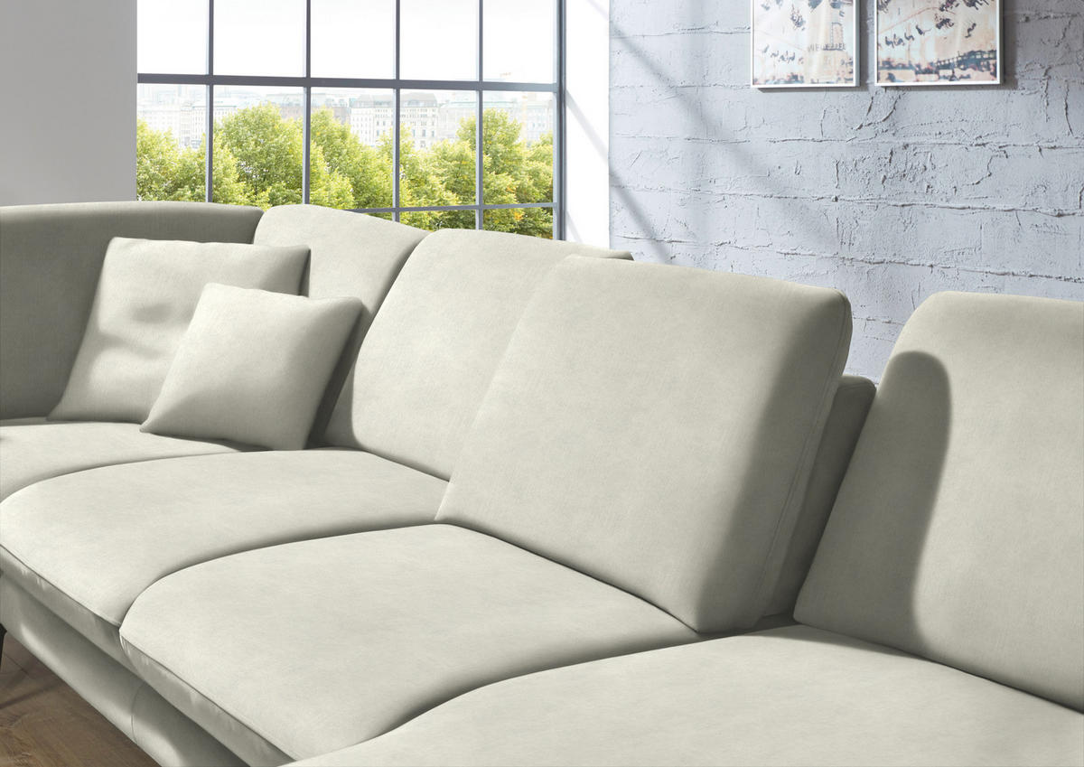 WOHNLANDSCHAFT in Velours Ecru  - Ecru/Schwarz, Design, Textil/Metall (208/344/180cm) - Dieter Knoll