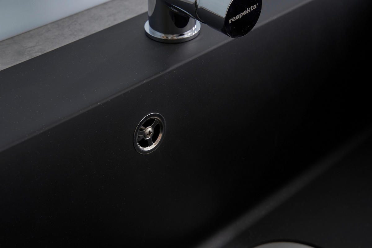 SPÜLE 1712OHIO66X50S  - Schwarz, Trend, Glas/Kunststoff (66/21/50cm) - Respekta