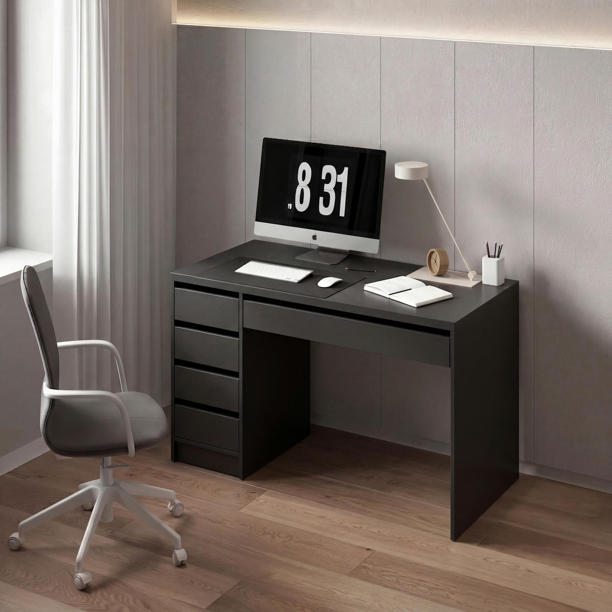 SCHREIBTISCH 120/55/77,6 cm Schwarz  - Schwarz, MODERN, Holzwerkstoff (120/55/77,6cm) - Livetastic