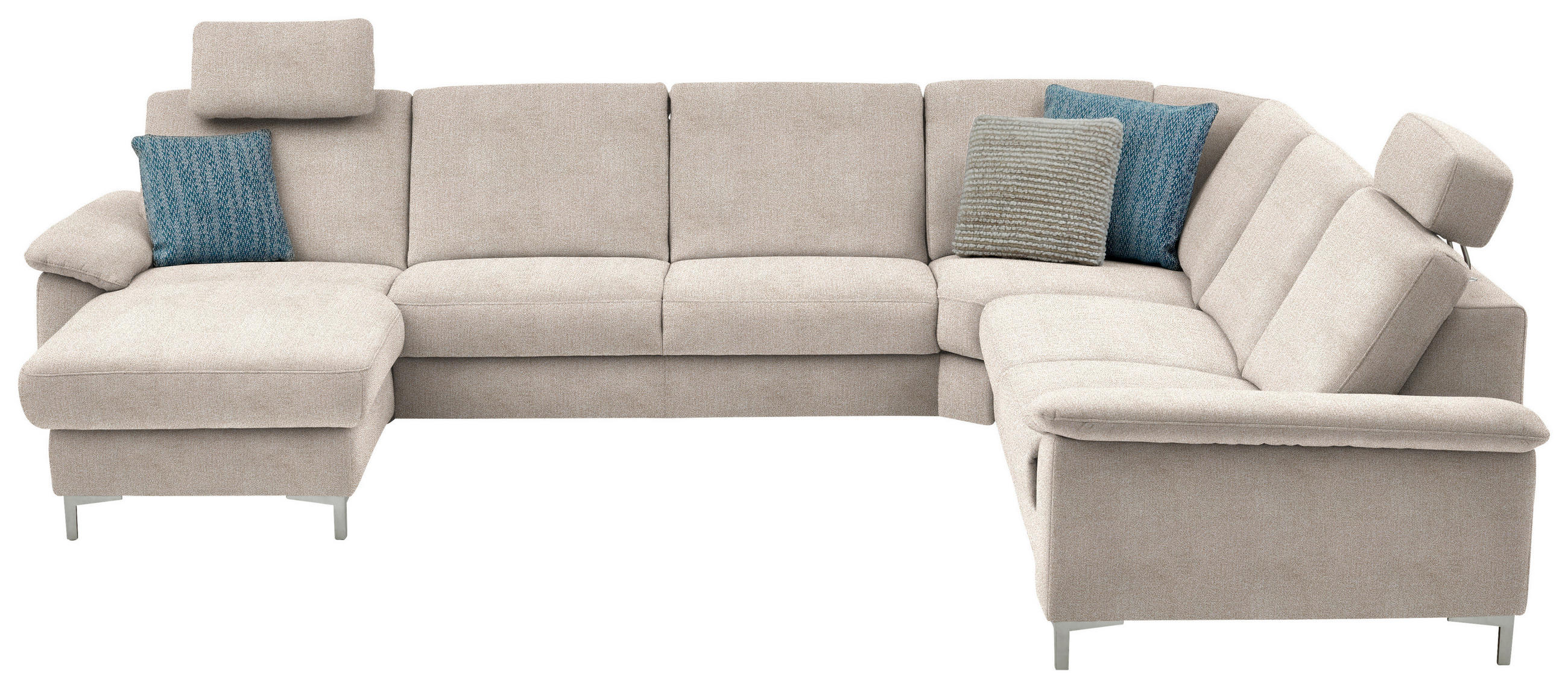 WOHNLANDSCHAFT in Chenille Hellbraun  - Hellbraun/Alufarben, Design, Textil/Metall (170/333/265cm) - Dieter Knoll