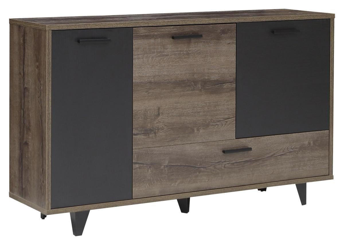 COMODĂ 154,5/92,8/41,5 cm  - culoare lemn stejar/negru, Design, plastic/material pe bază de lemn (154,5/92,8/41,5cm) - Carryhome