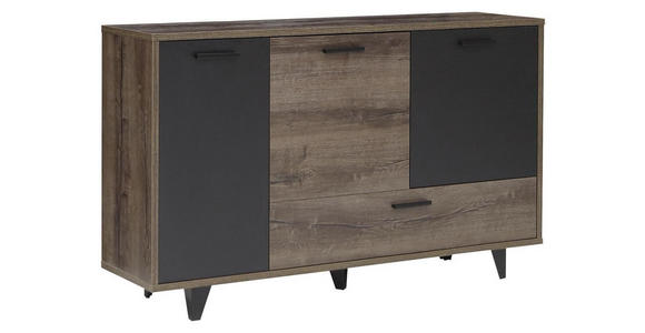 SIDEBOARD 154,5/92,8/41,5 cm  - Eichefarben/Schwarz, Design, Holzwerkstoff/Kunststoff (154,5/92,8/41,5cm) - Carryhome