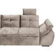 ECKSOFA Creme Mikrovelours  - Creme/Schwarz, KONVENTIONELL, Kunststoff/Textil (217/265cm) - Carryhome