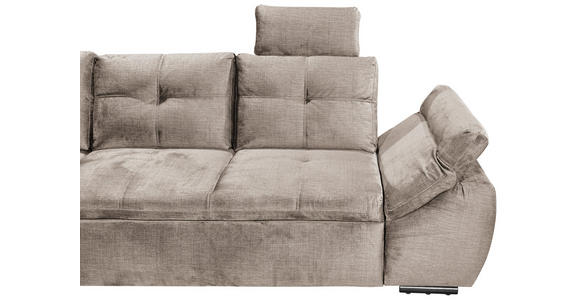 ECKSOFA Creme Mikrovelours  - Creme/Schwarz, KONVENTIONELL, Kunststoff/Textil (217/265cm) - Carryhome