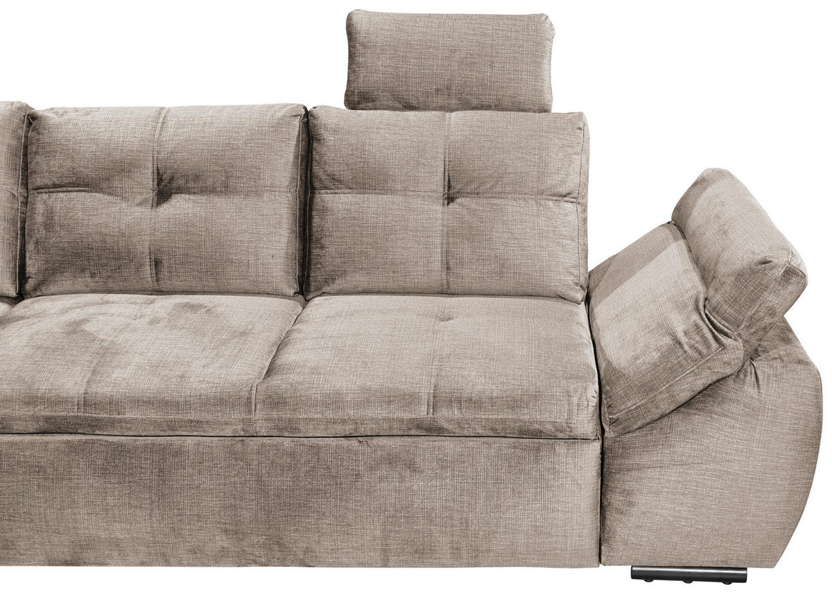 ECKSOFA in Mikrovelours Creme  - Creme/Schwarz, Konventionell, Kunststoff/Textil (217/265cm) - Carryhome