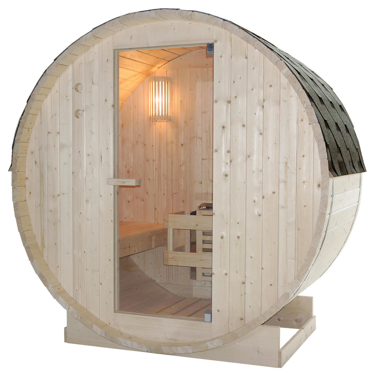 SAUNAFASS für 2 Personen Tromsö M  - Fichtefarben, KONVENTIONELL, Glas/Holz (189/120/191,5cm) - Sanotechnik
