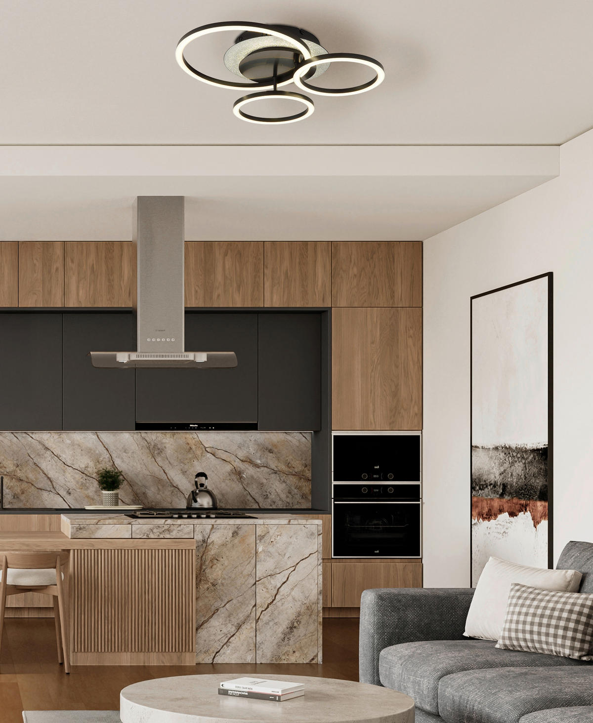 LED-DECKENLEUCHTE 46/42/11,5 cm   - Silberfarben/Schwarzchrom, Design, Kunststoff/Metall (46/42/11,5cm) - Globo