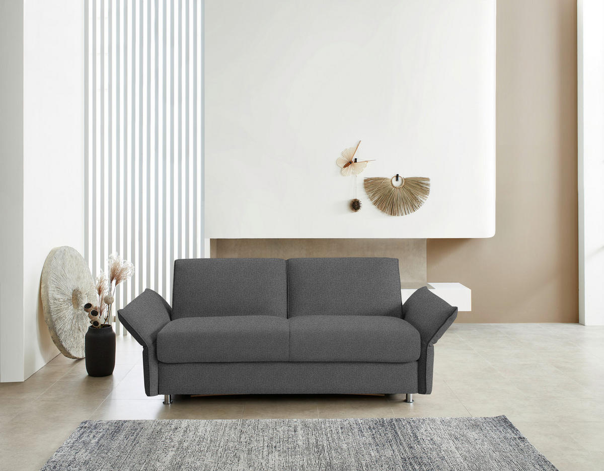 SCHLAFSOFA  in Flachgewebe Graubraun  - Chromfarben/Graubraun, Design, Textil/Metall (194-234/85/100cm) - Bali