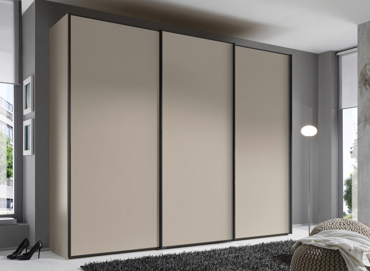 SCHWEBETÜRENSCHRANK in Sandfarben  - Sandfarben/Graphitfarben, Design, Holzwerkstoff/Metall (280/240/68cm) - Moderano