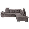 ECKSOFA in Mikrovelours Graubraun  - Graubraun/Schwarz, Konventionell, Kunststoff/Textil (265/217cm) - Carryhome