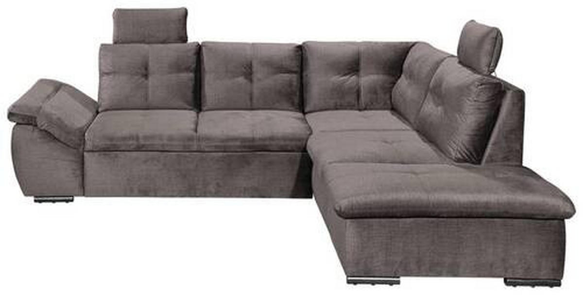 ECKSOFA in Mikrovelours Graubraun  - Graubraun/Schwarz, Konventionell, Kunststoff/Textil (265/217cm) - Carryhome