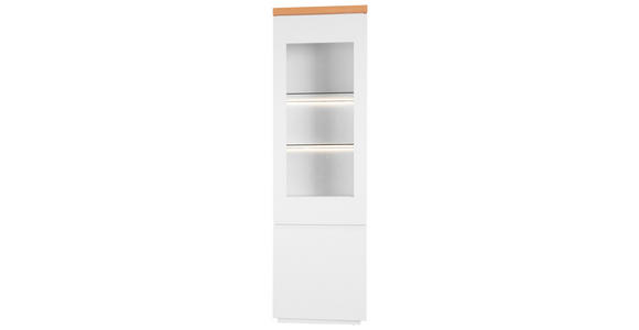 VITRINE in furniert Eiche Weiß, Eichefarben - Eichefarben/Weiß, MODERN, Holz/Holzwerkstoff (57/195/40cm) - Carryhome