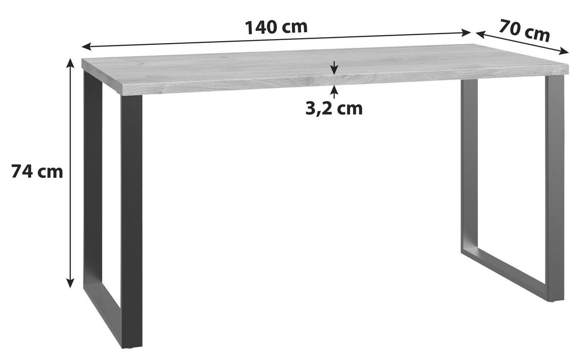 PISAĆI STOL ZA MLADE  boje hrasta  metal, drvni materijal  - boje grafita/boje hrasta, Design, drvni materijal/metal (140/70/74cm) - Hom`in