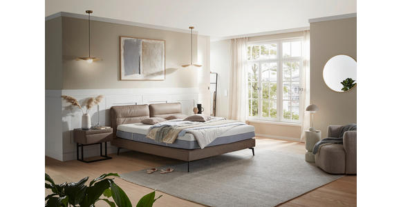 BOXSPRINGBETT 180/200 cm in Hellbraun - Hellbraun/Schwarz, Design, Textil/Metall (180/200cm) - Johann Jakob