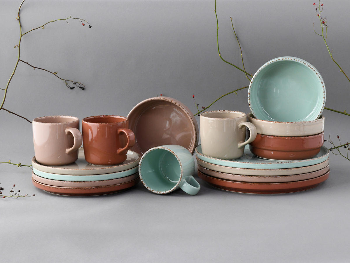 KOMBISERVICE Multicolor 16-teilig 4 Personen  - Multicolor, KONVENTIONELL, Keramik (40/32,5/33cm) - Creatable