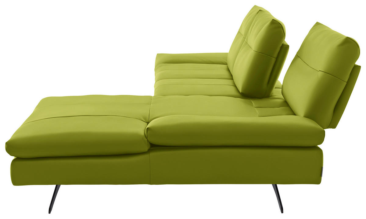 ECKSOFA in Echtleder Limette  - Limette/Schwarz, Modern, Leder/Metall (342/158cm) - Chilliano