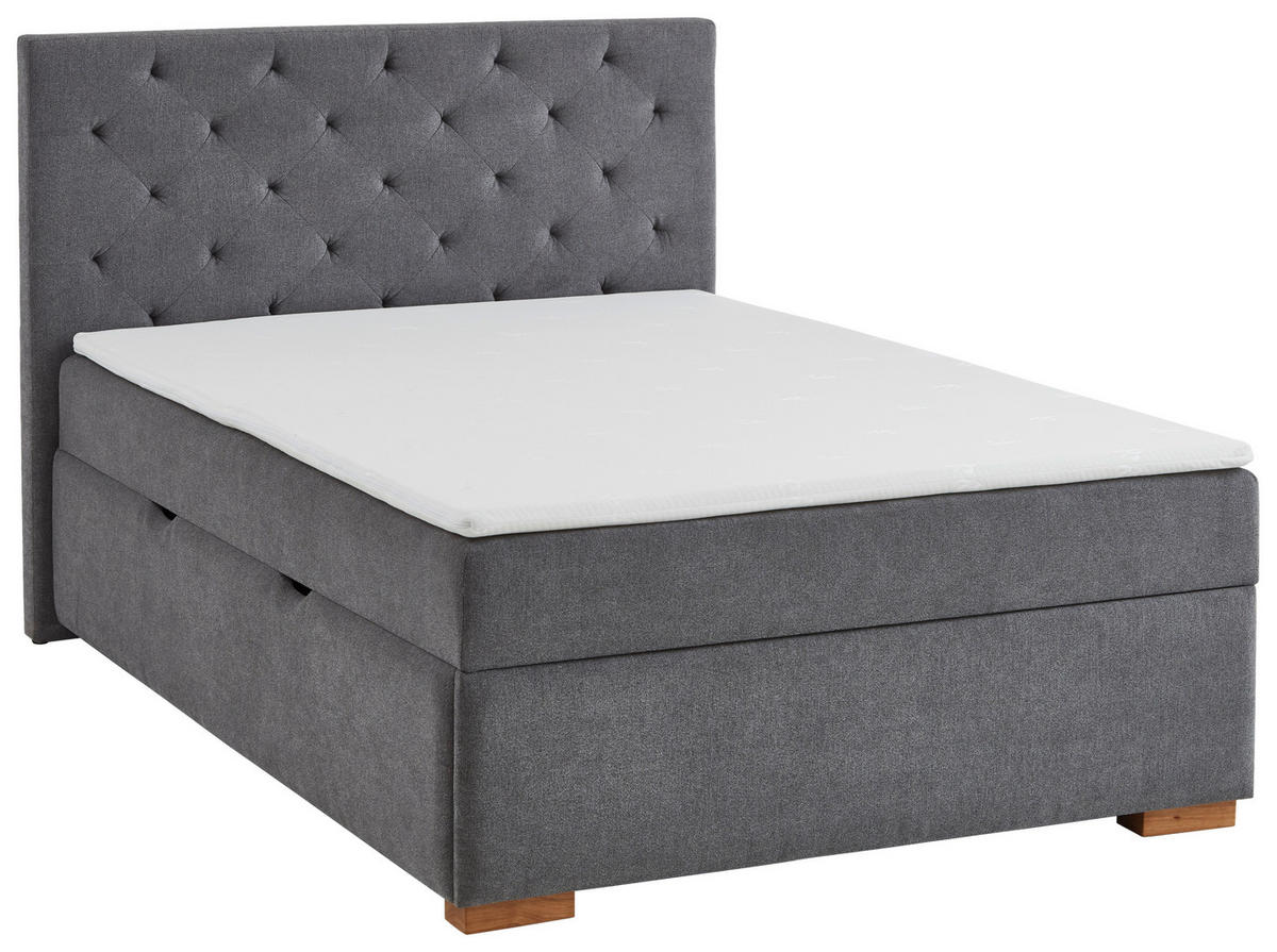 BOXBETT 140/200 cm  in Anthrazit  - Eichefarben/Anthrazit, Basics, Holz/Textil (140/200cm) - Boxxx