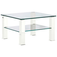COUCHTISCH in Metall, Glas 75/75/43 cm  - Weiss, Design, Glas/Kunststoff (75/75/43cm)