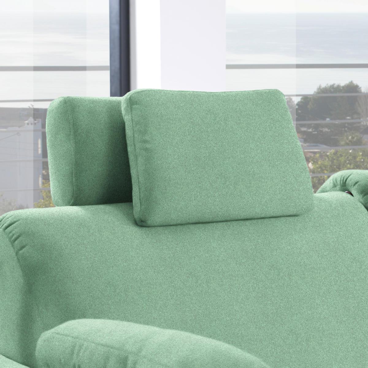 ECKSOFA in Flachgewebe Mintgrün  261/203 cm  - Eichefarben/Mintgrün, KONVENTIONELL, Holz/Textil (261/203cm) - Sedda