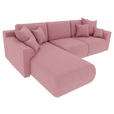 ECKSOFA in Velours Rosa  - Chromfarben/Rosa, KONVENTIONELL, Kunststoff/Textil (195/293cm) - Carryhome