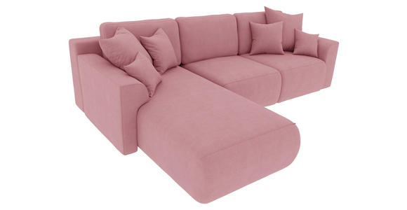 ECKSOFA in Velours Rosa  - Chromfarben/Rosa, KONVENTIONELL, Kunststoff/Textil (195/293cm) - Carryhome