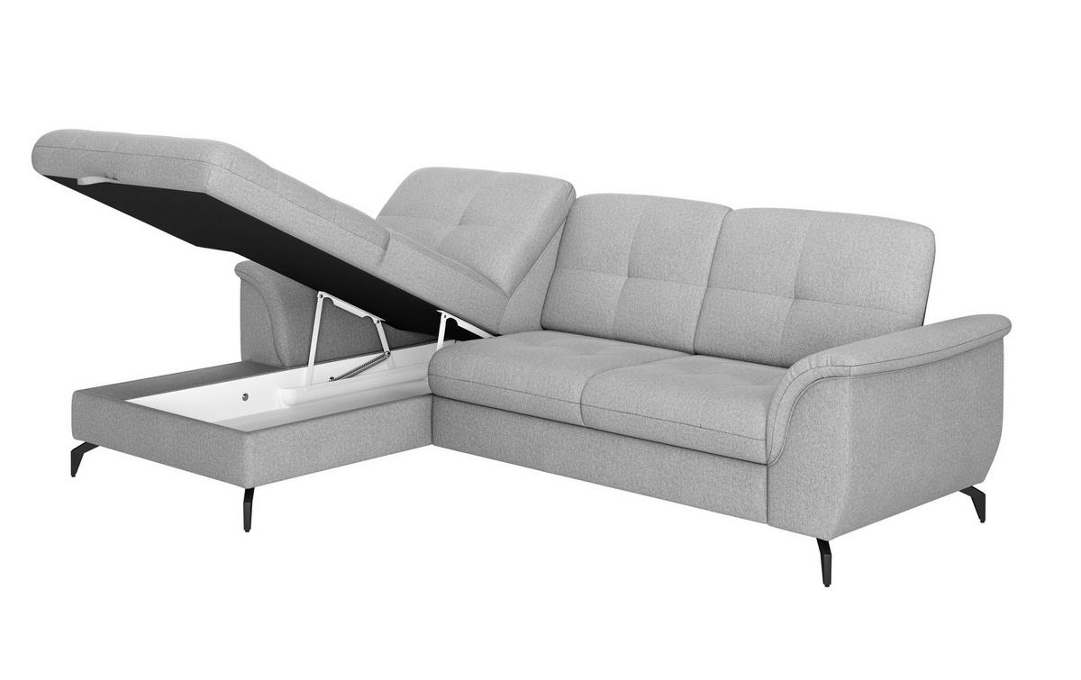 ECKSOFA ZORA E Grau Flachgewebe  - Schwarz/Grau, MODERN, Textil/Metall (164/262cm) - Sit & More