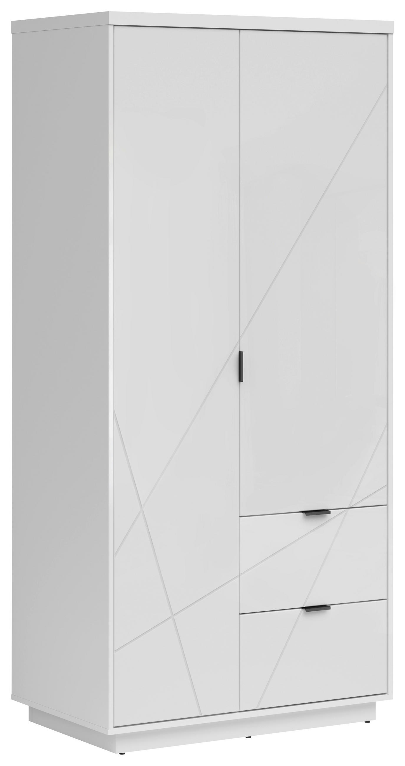 NYÍLÓAJTÓS SZEKRÉNY fehér, magasfényű fehér  - fekete/magasfényű fehér, Modern, faalapú anyag/fém (94/200,5/56,5cm) - MID.YOU
