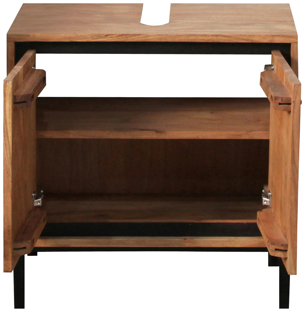 WASCHBECKENUNTERSCHRANK 60/60/32 cm  - Schwarz/Naturfarben, KONVENTIONELL, Holz/Metall (60/60/32cm) - Landscape