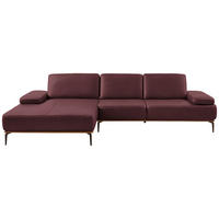 ECKSOFA Echtleder Bordeaux  - Bordeaux/Bronzefarben, Design, Leder/Holz (176/314cm) - Valnatura