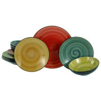 SERVIS Samoa 12 delar  - ljusgrön/röd, Basics, keramik - Creatable