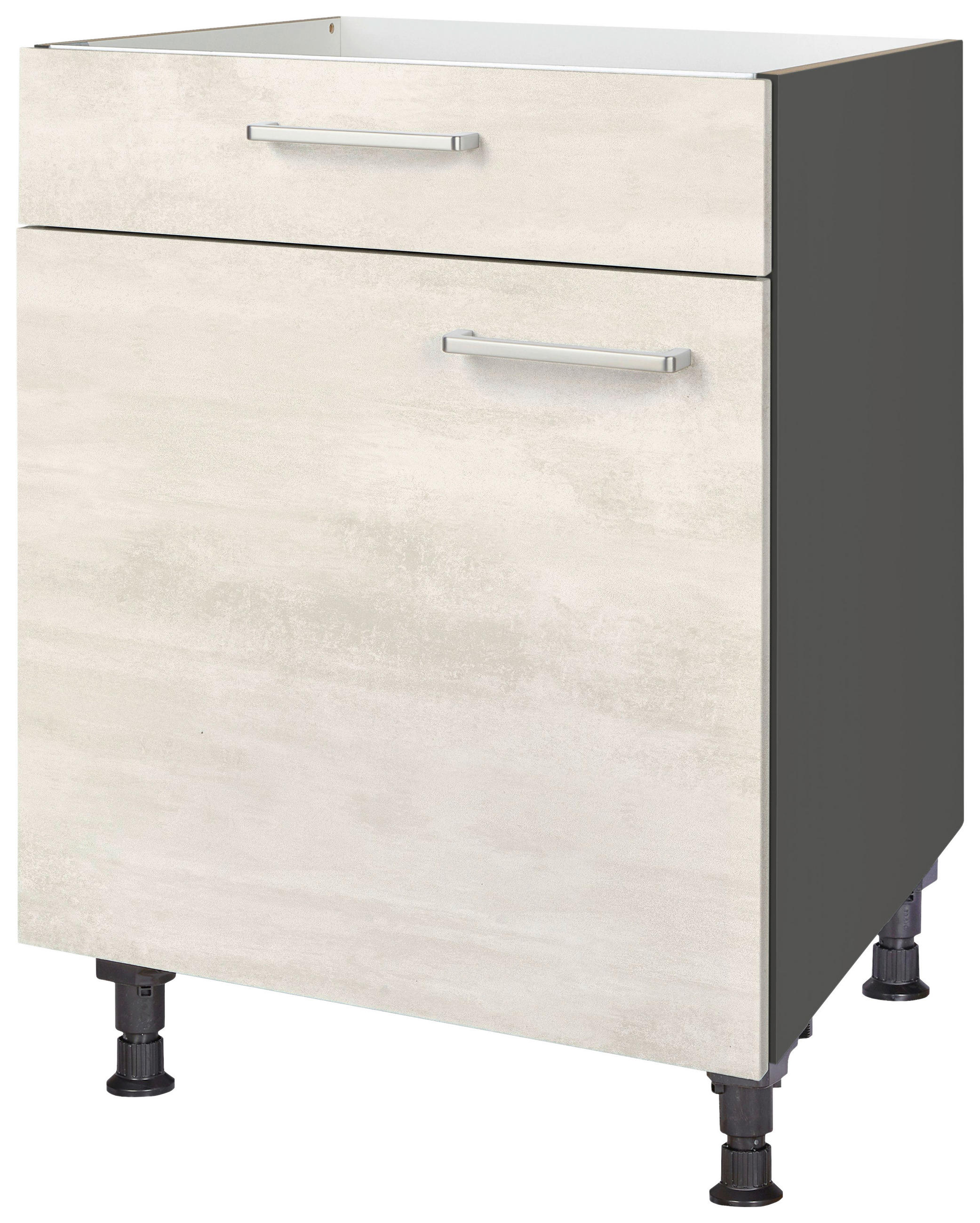 KOCHFELDUMBAUSCHRANK 60/87/56 cm  in Weiß  - Schieferfarben/Edelstahlfarben, MODERN, Holzwerkstoff/Metall (60/87/56cm) - Nobilia