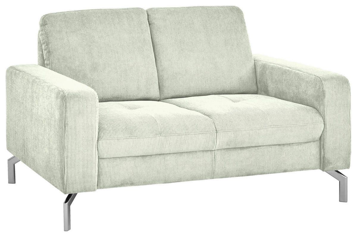 2-SITZER-SOFA  in Feincord Creme  - Chromfarben/Creme, Design, Textil/Metall (142/87/105cm) - Beldomo Style