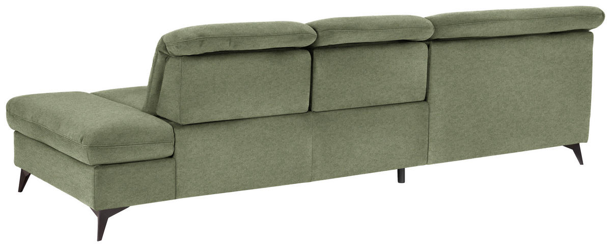 ECKSOFA  in Chenille Olivgrün  198/288 cm  - Schwarz/Olivgrün, Design, Textil/Metall (198/288cm) - Beldomo Style