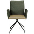 ARMLEHNSTUHL  Stoffauswahl, Typenauswahl Lederlook, Mikrofaser  - Schwarz/Olivgrün, Design, Textil/Metall (60/91/60cm) - Moderano