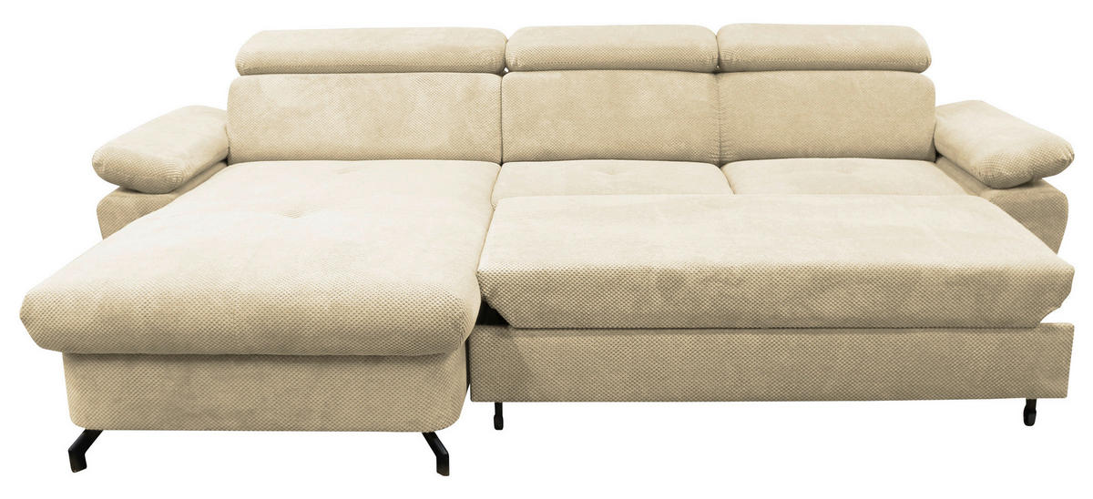 ECKSOFA OMEGA in Chenille Beige  186/280 cm  - Beige/Schwarz, Design, Textil/Metall (186/280cm) - MID.YOU