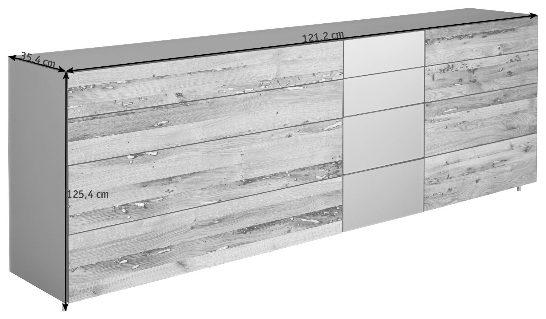 HIGHBOARD  in 121,2/125,4/35,4 cm  - Eichefarben/Bronzefarben, Natur, Glas/Holz (121,2/125,4/35,4cm) - Team 7