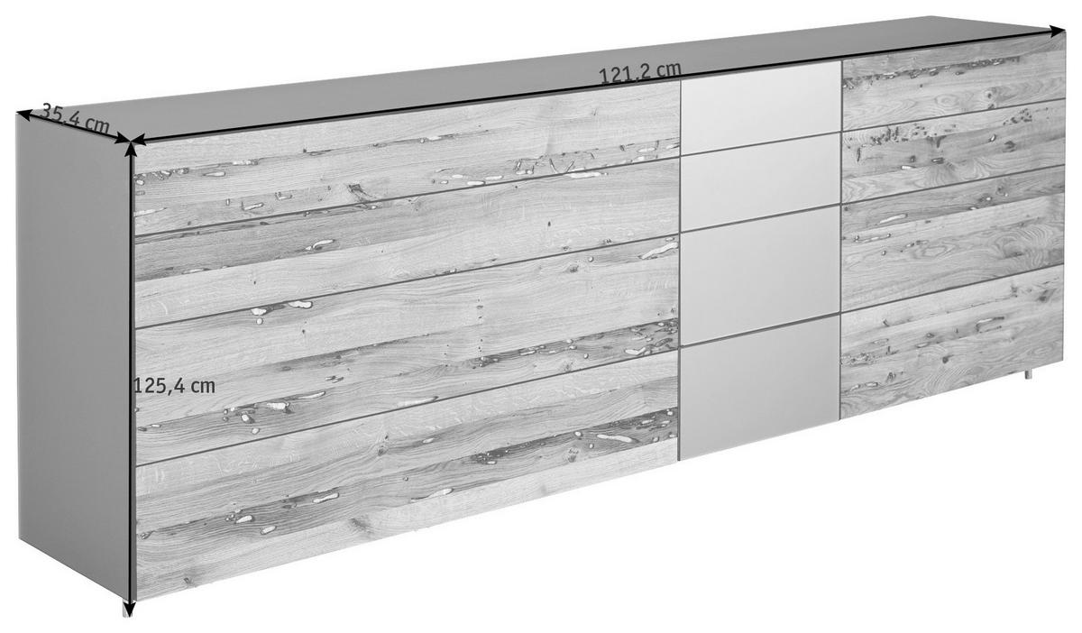 HIGHBOARD  in 121,2/125,4/35,4 cm  - Eichefarben/Bronzefarben, Natur, Glas/Holz (121,2/125,4/35,4cm) - TEAM 7