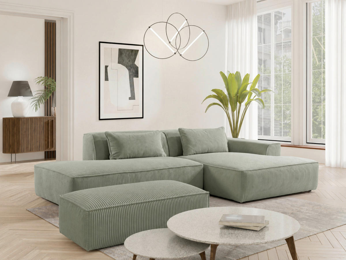 HOCKER in Textil, Holzwerkstoff Mintgrün  - Schwarz/Mintgrün, KONVENTIONELL, Holzwerkstoff/Kunststoff (105/43/65cm) - Livetastic