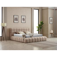 POLSTERBETT Lattenrost, gepolstertes Kopfteil, Bettkasten 1800/200 cm  in Naturfarben  - Blau/Schwarz, MODERN, Kunststoff/Textil (180/200cm) - Livetastic