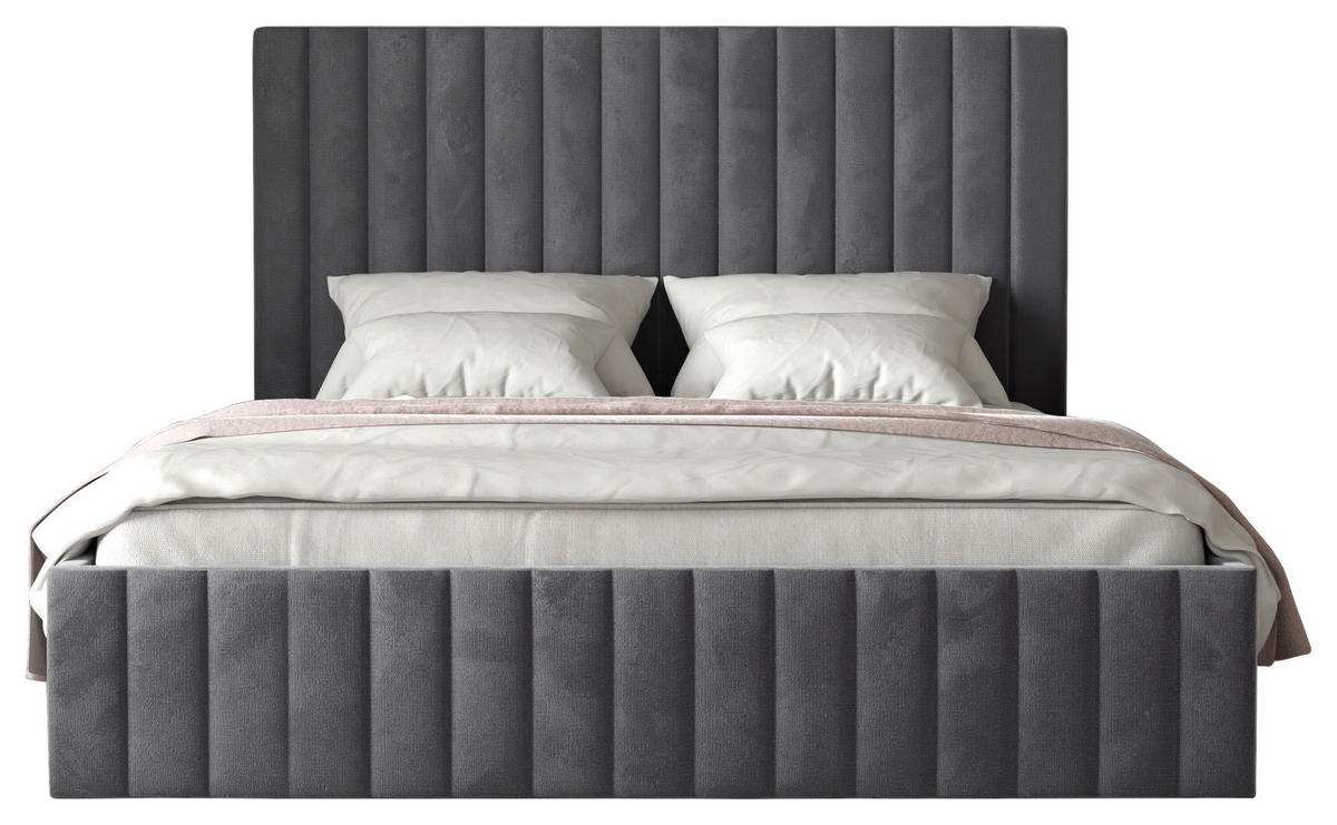 POLSTERBETT Bettkasten, Lattenrost 160/200 cm  in Anthrazit  - Anthrazit/Schwarz, Design, Holz/Textil (160/200cm) - Boxxx