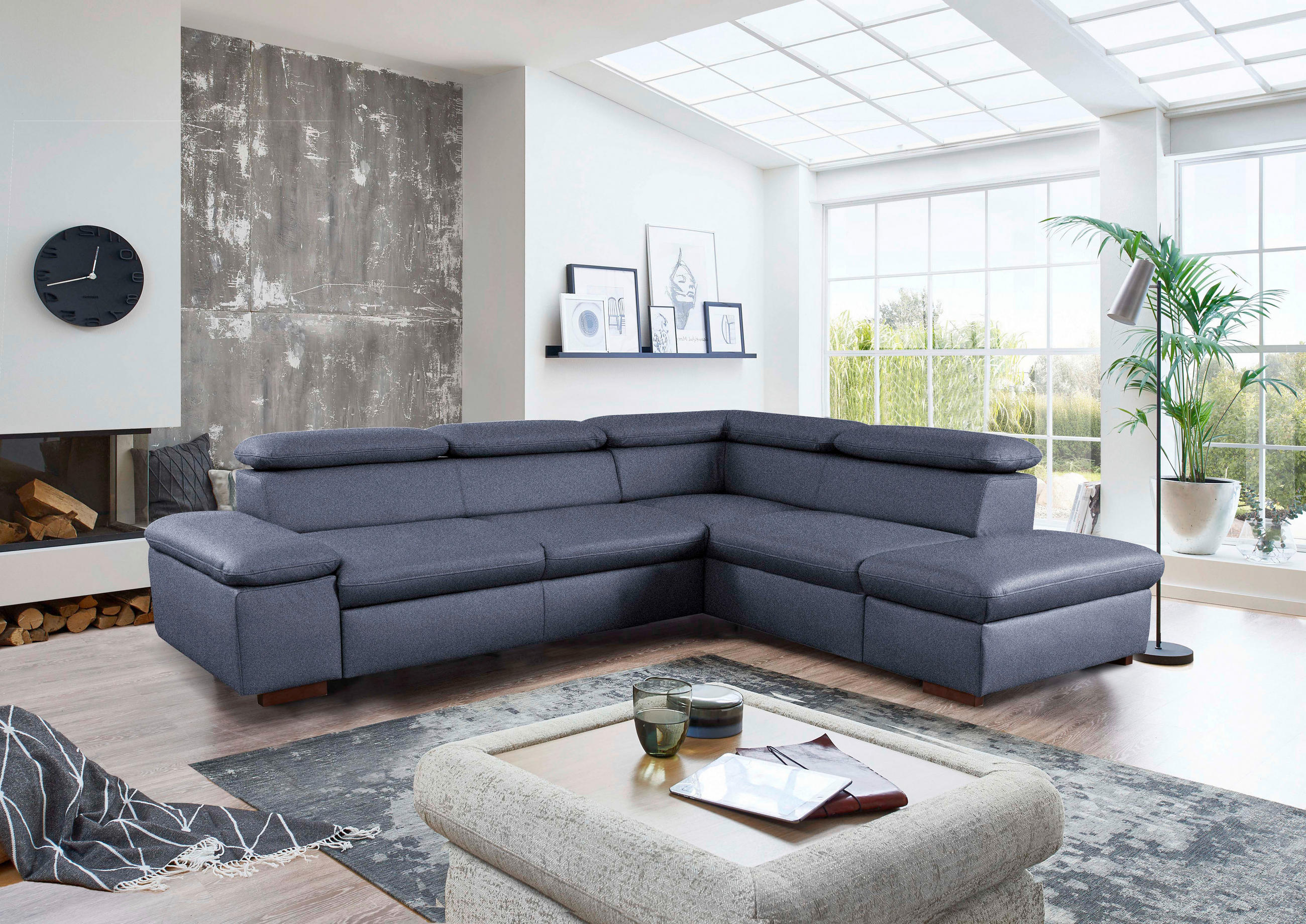 ECKSOFA  in Flachgewebe Blau  - Blau, KONVENTIONELL, Holz/Textil (272/226cm) - Sit & More