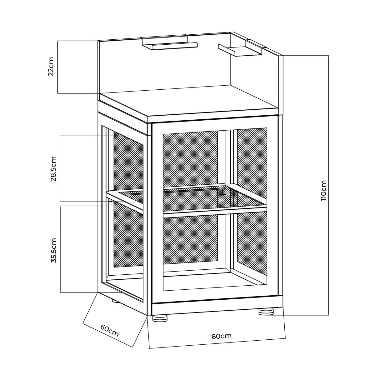 OUTDOORKÜCHENUNTERSCHRANK  - Anthrazit, Basics, Metall (60/110/60cm) - Gardenson