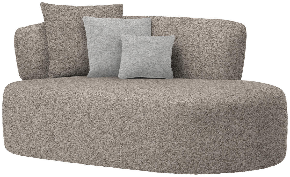 RÉCAMIERE in Plüsch Grau, Graubraun  - Graubraun/Schwarz, MODERN, Kunststoff/Textil (166/86/105cm) - Hom`in